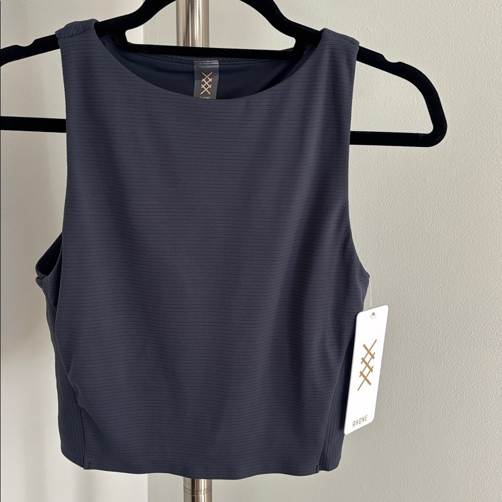 Rhone NWT Ripple Longline Bra Crop Tank Top Blue navy Medium